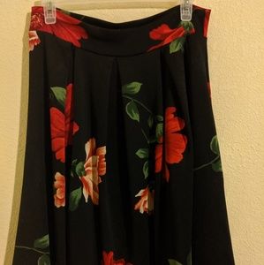 ❤️See you Monday | Black skirt with red flowers
